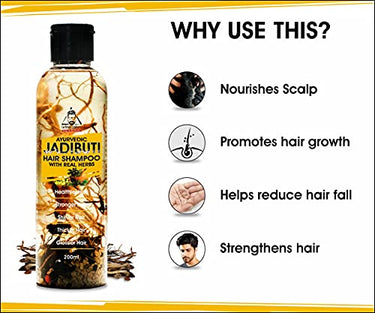 Urbangabru Natural Shampoo for Men & Women - Ayurvedic Jadibuti Hair Shampoo for Hair Fall & Regrowth, Strengthening | Natural Herbs Amla, Reetha, Shikakai (200 ML)